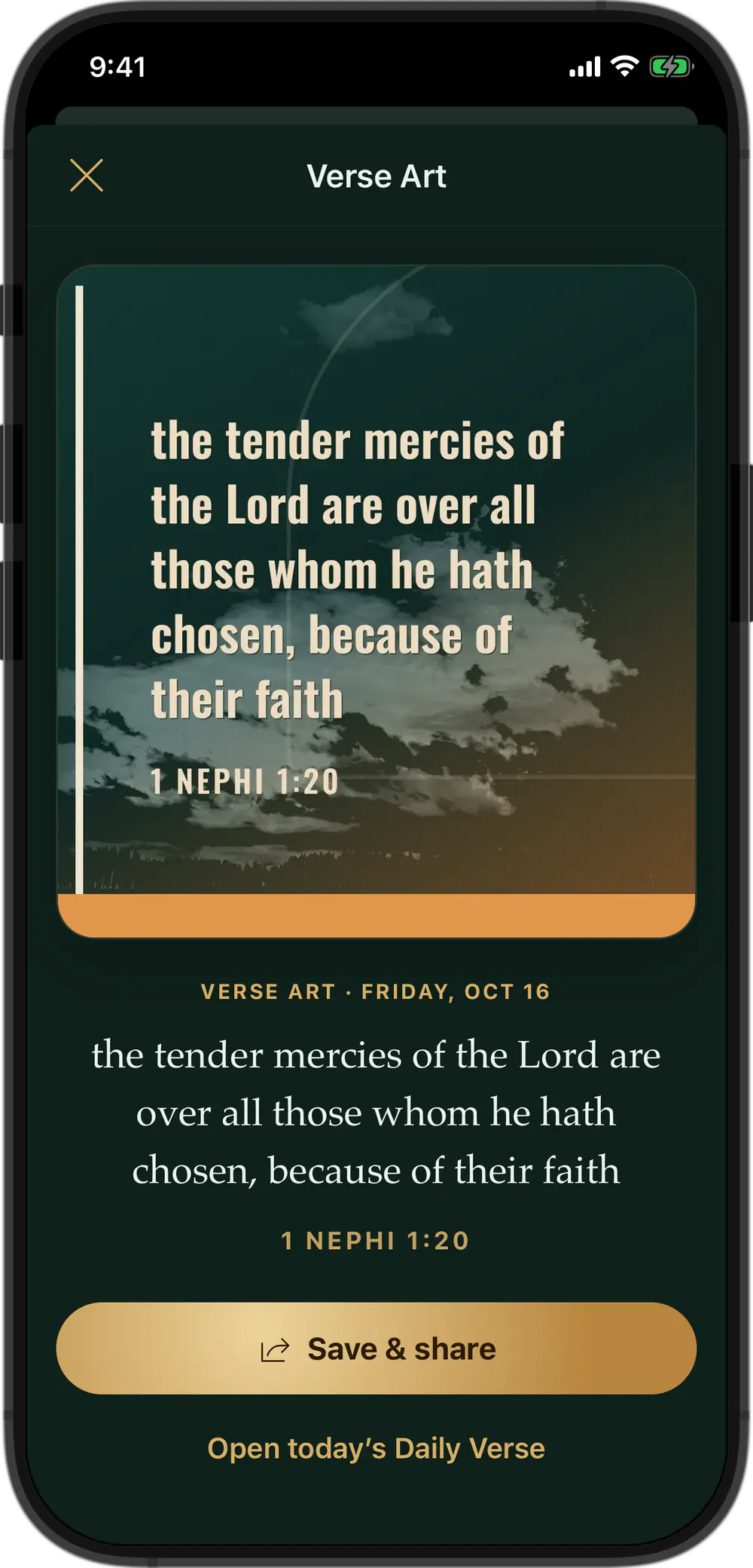 Today’s Verse Art for 1 Nephi 1:20, ready to save and share