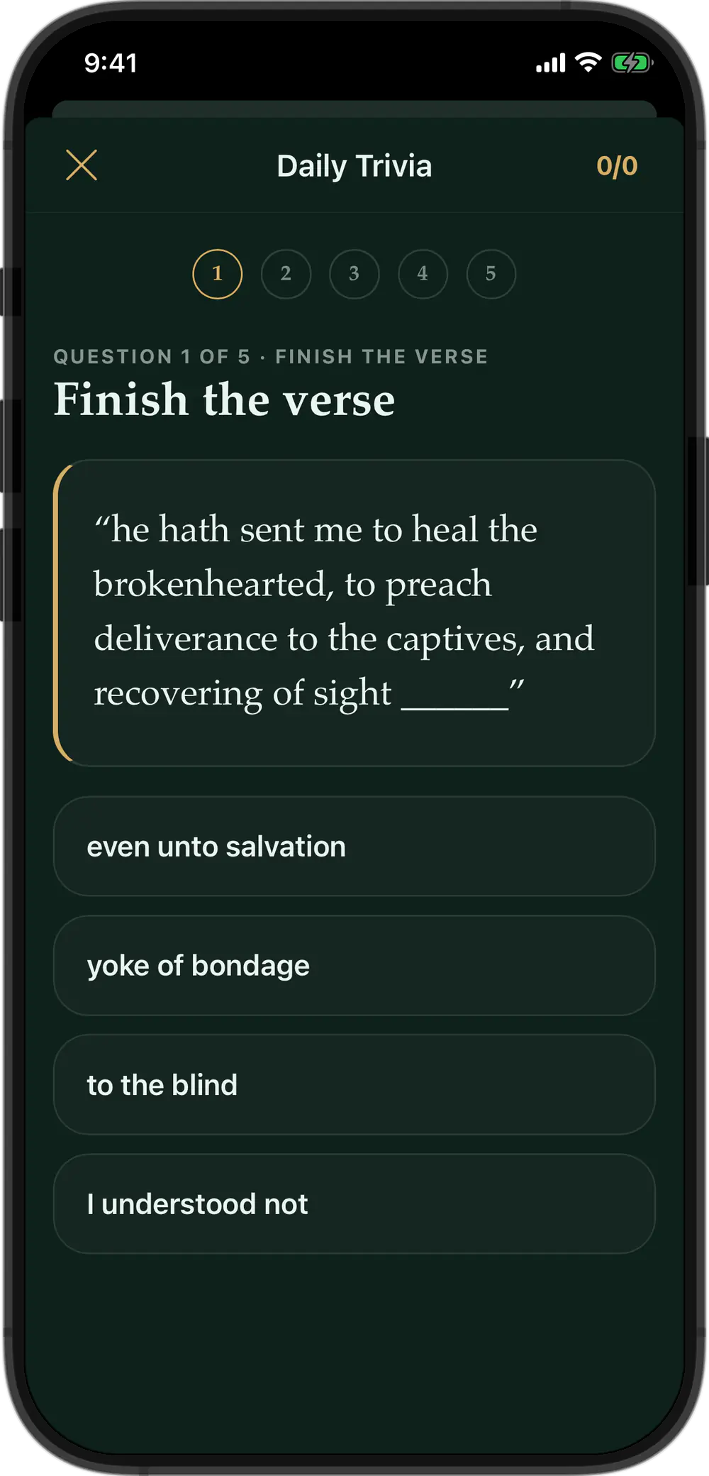 Daily Trivia: finish the verse from Luke 4:18, with the answer and its verse