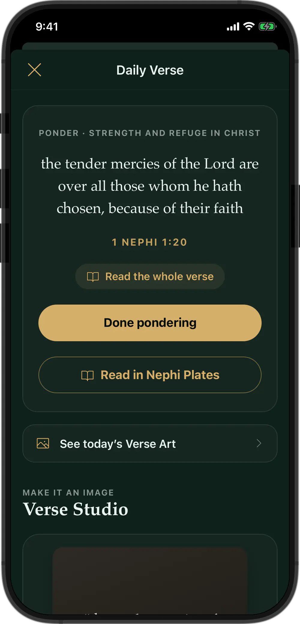 Daily Verse: 1 Nephi 1:20 to ponder, with Read in Nephi Plates and Verse Studio